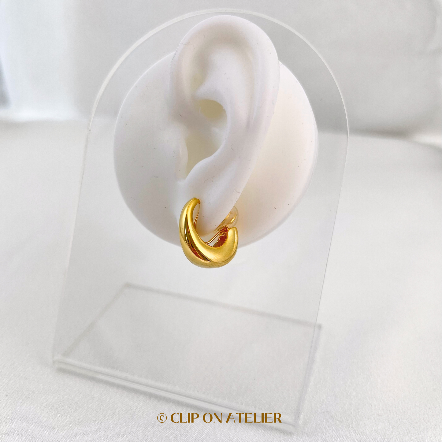 Chic Chunky Hoops Clip on Earrings; Gold or Silver