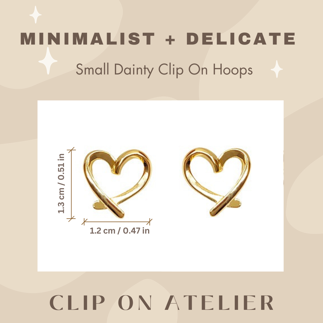 Dainty Love Heart Ear Clips | Gold & Silver