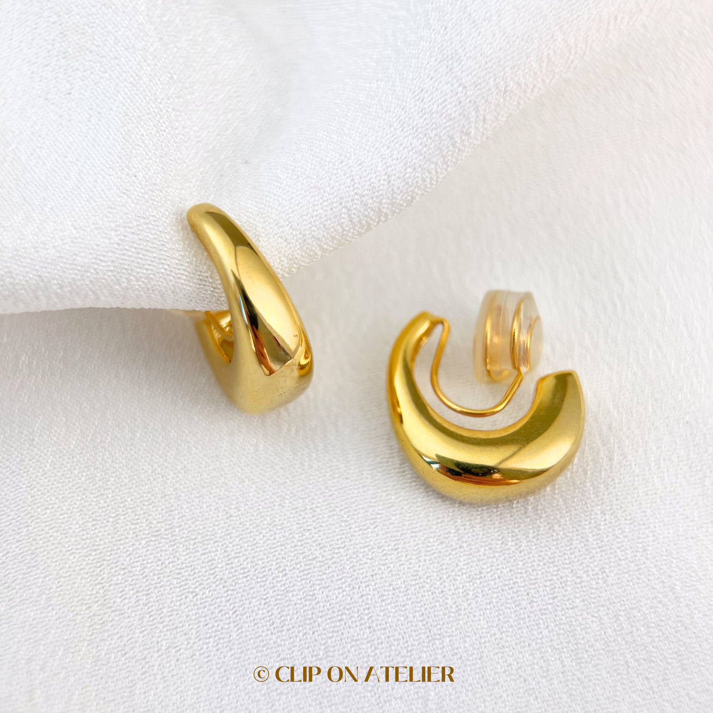 Chic Chunky Hoops Clip on Earrings; Gold or Silver