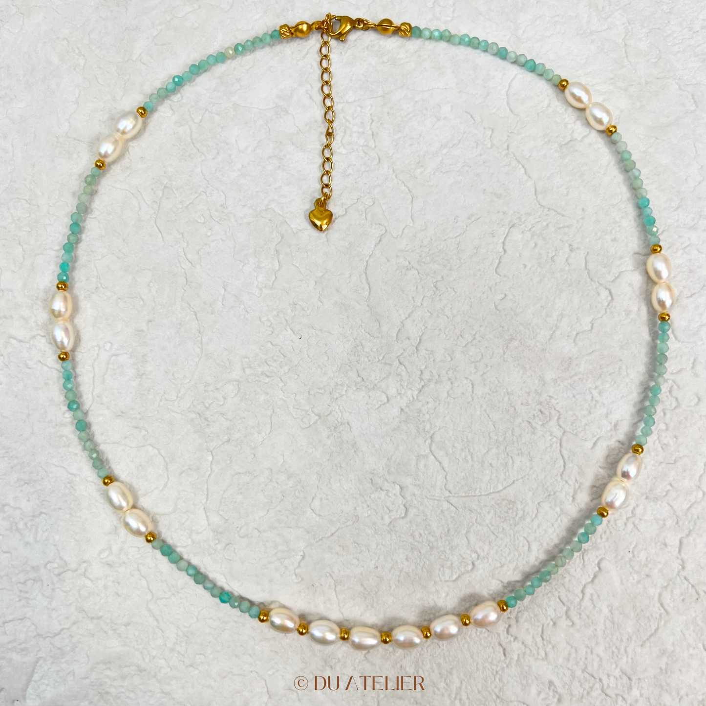 Minimalist Amazonite Natural Pearl Necklace