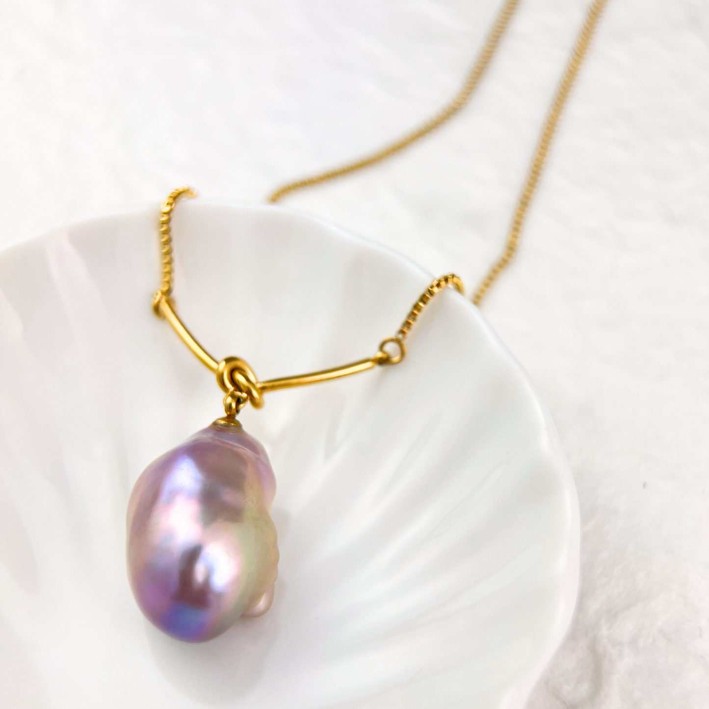 Fireball Natural Baroque Pearl Pendant Necklace