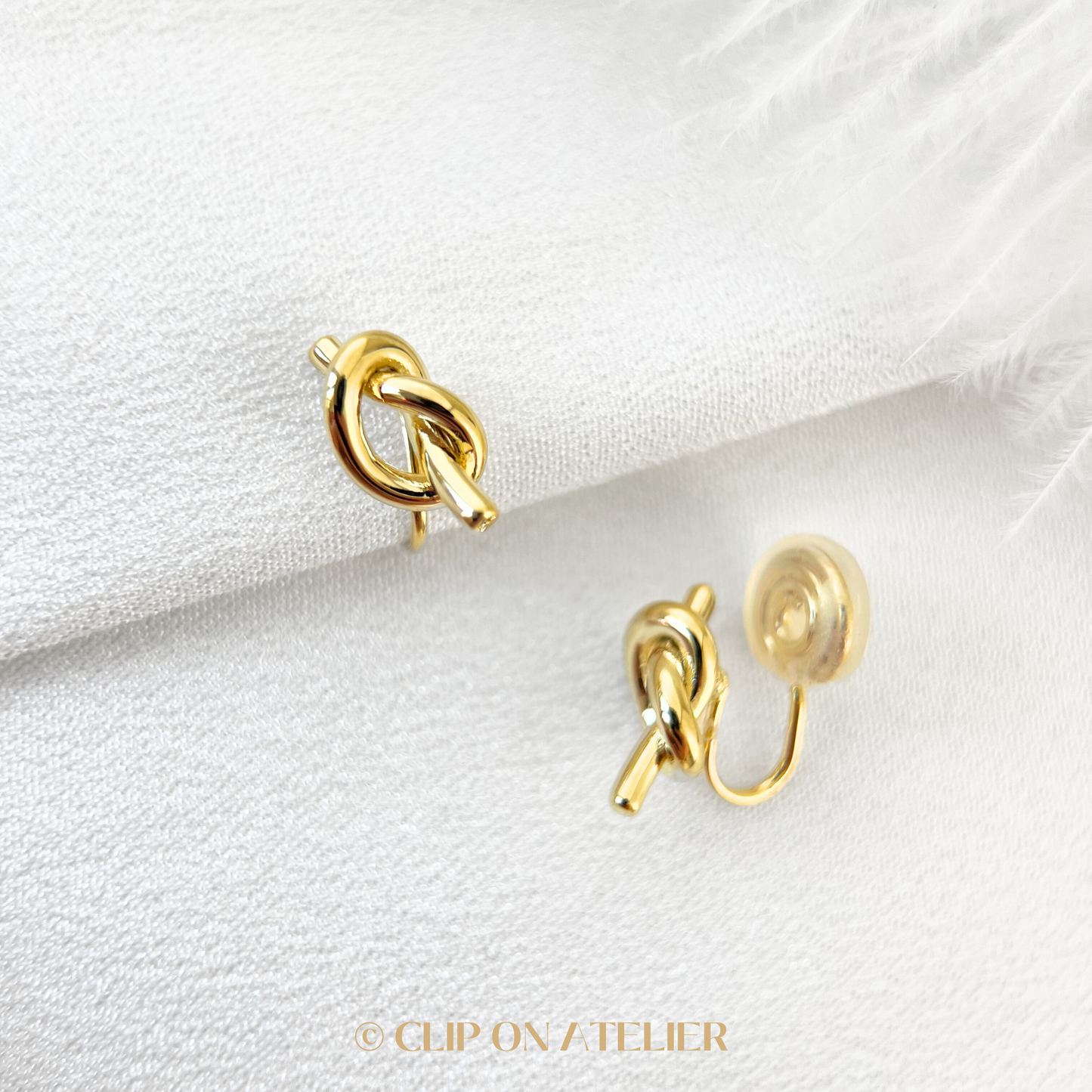 Chic Gold Knot Clip on Earrings