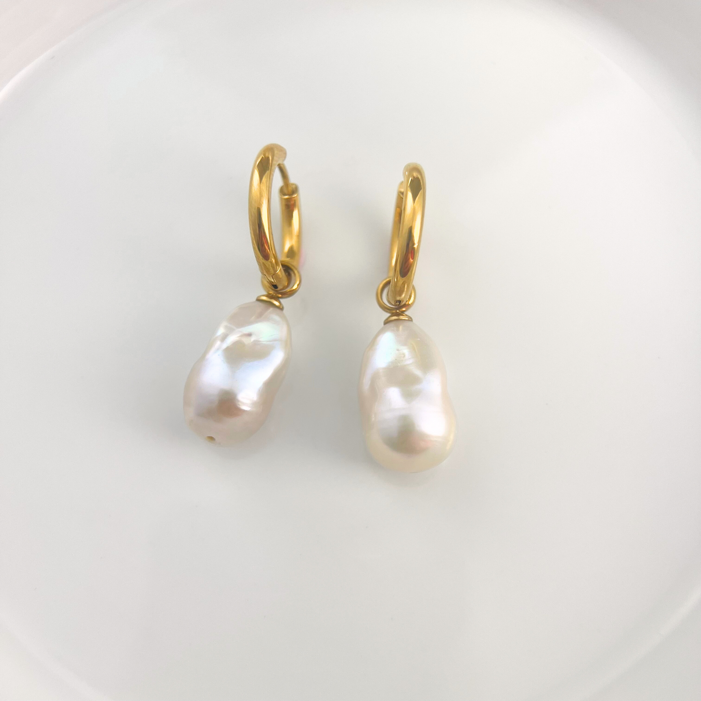 Fireball Baroque Pearl Huggies Earrings