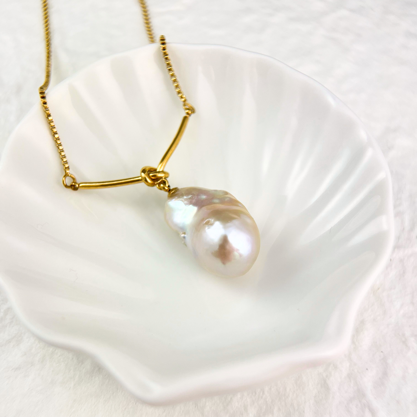 Fireball Natural Baroque Pearl Pendant Necklace