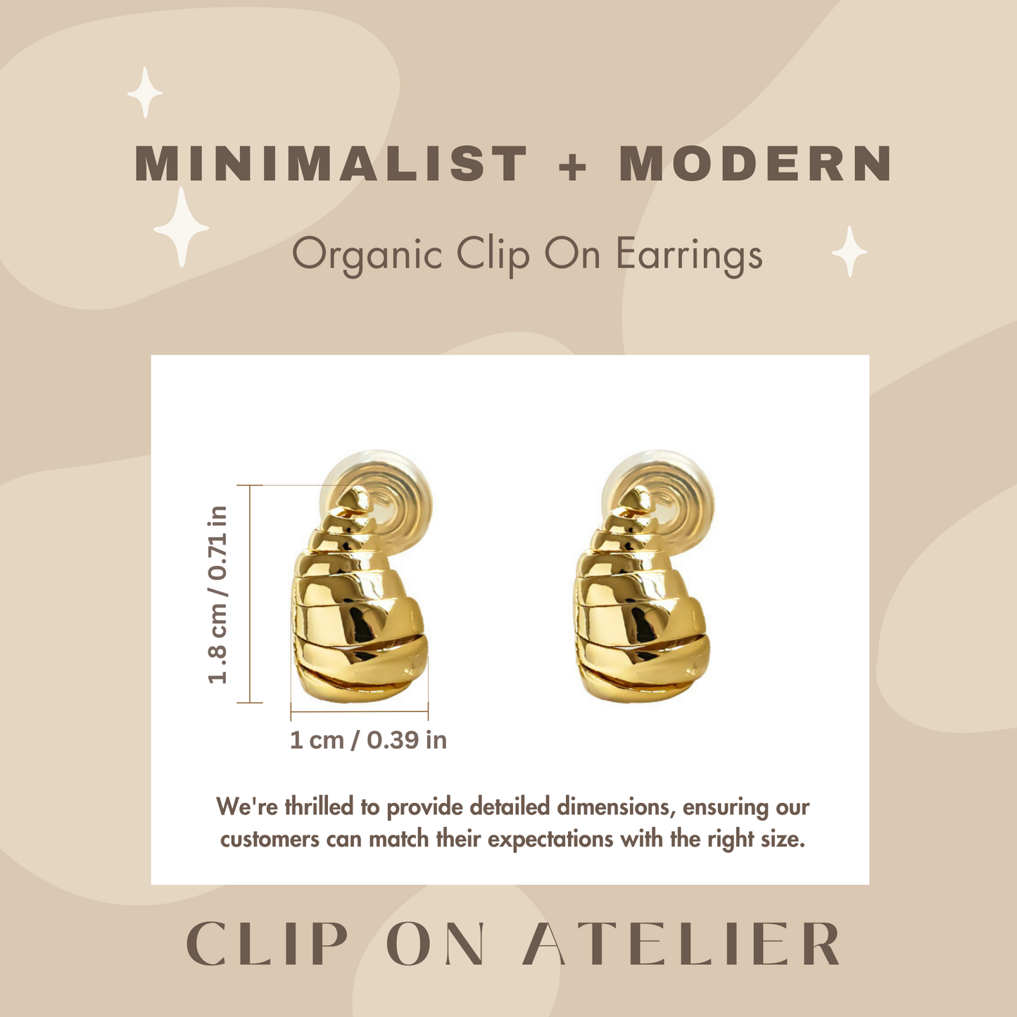 Twisted Croissant Chic Clip On Earrings, Gold & Sliver