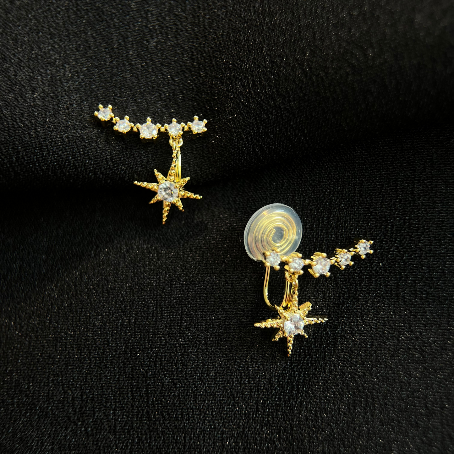 Stars Clip On Earrings, Gold