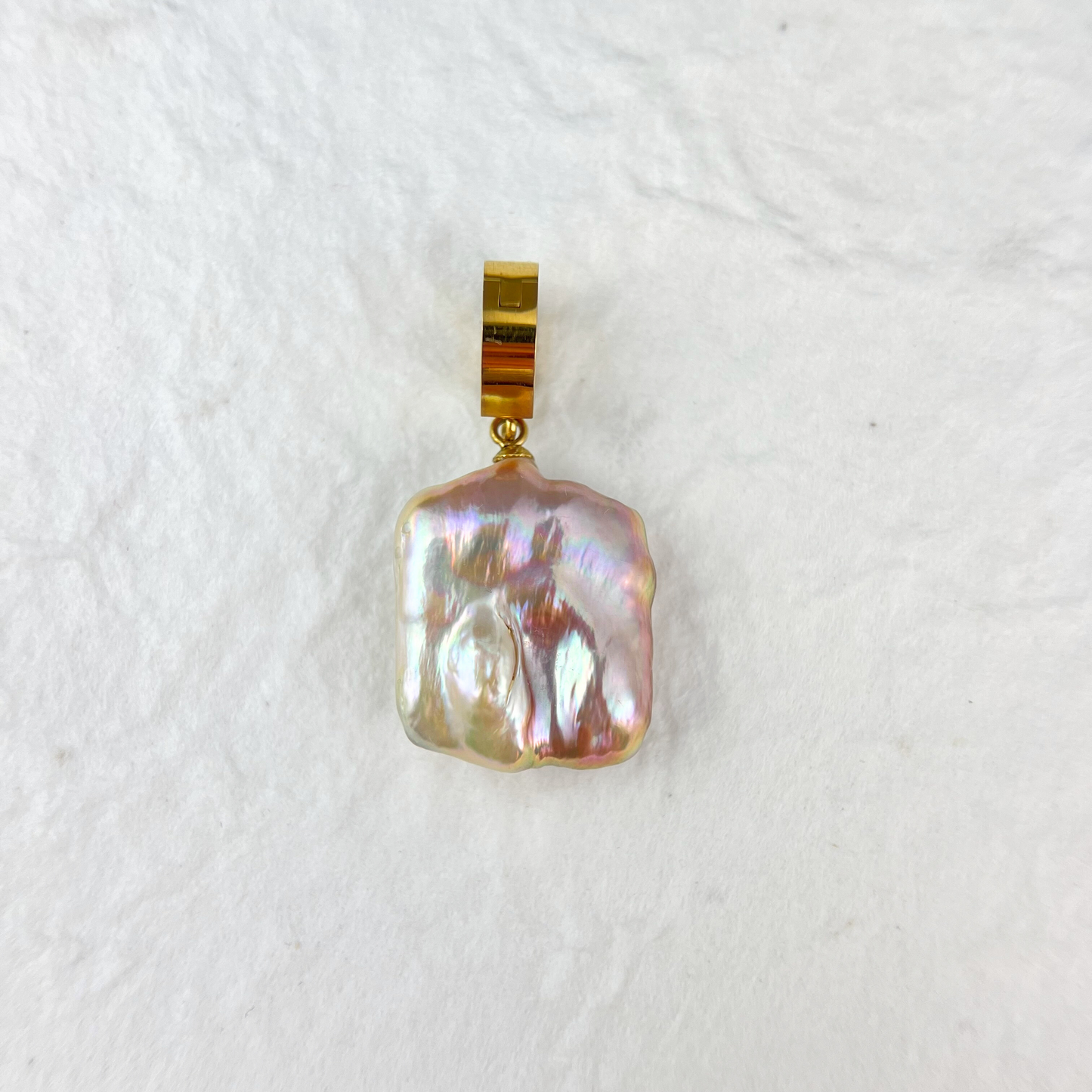 Large Rectangular Baroque Pearl Clip On Pendant