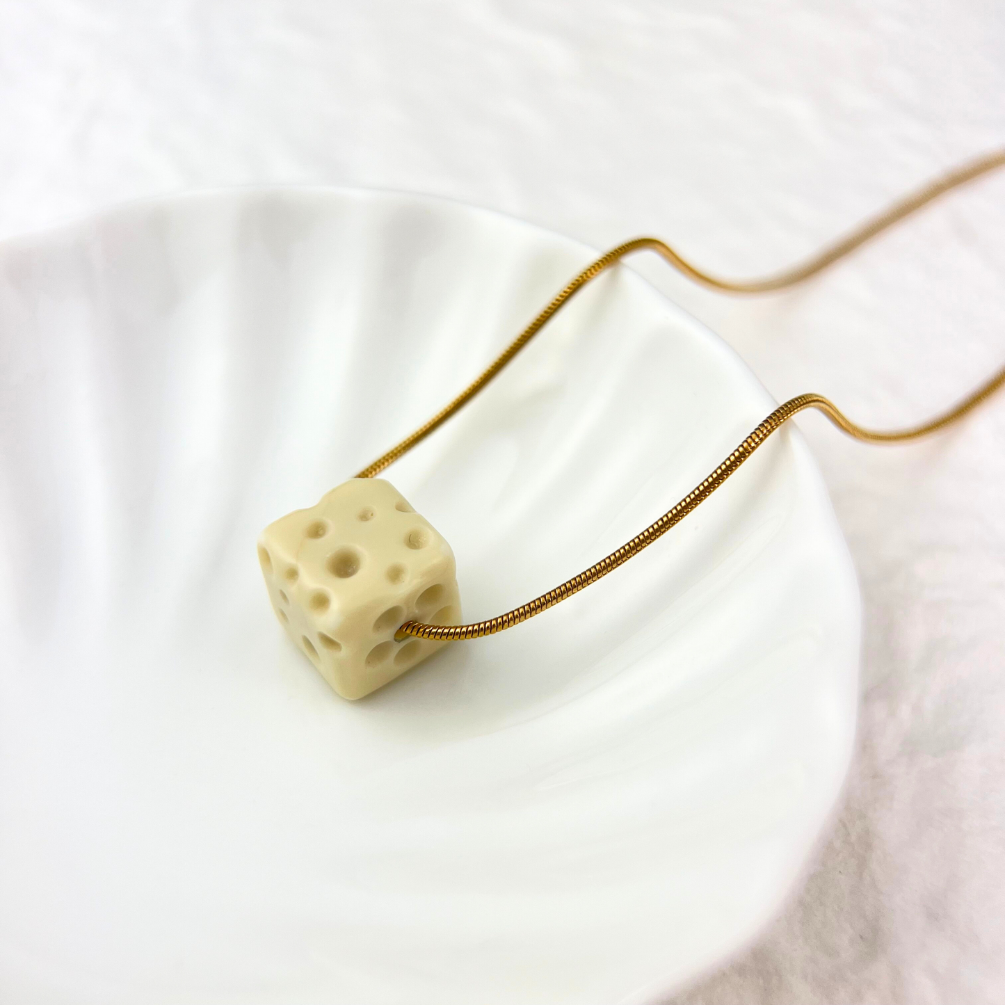 White Agate Cheese Pendant Necklace