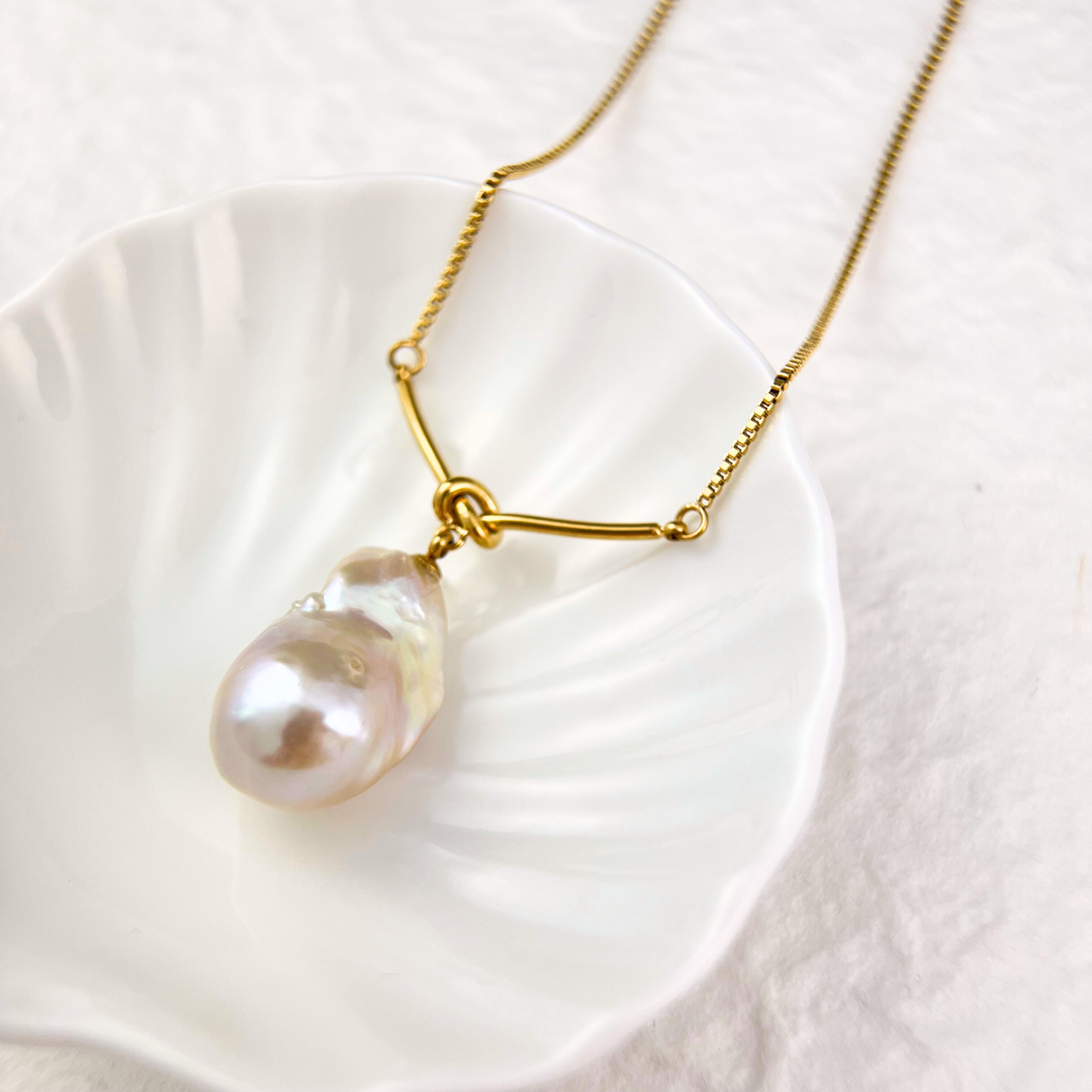 Fireball Natural Baroque Pearl Pendant Necklace