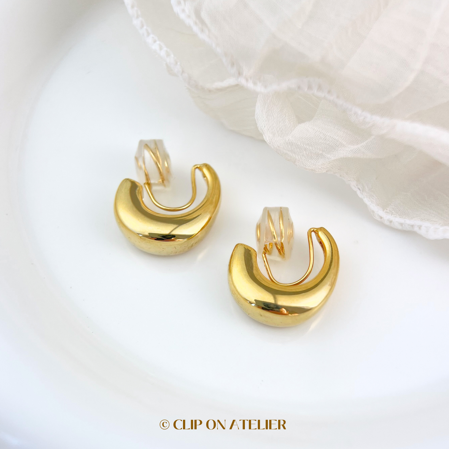 Chic Chunky Hoops Clip on Earrings; Gold or Silver