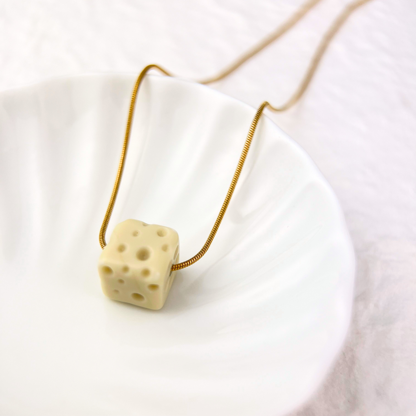 White Agate Cheese Pendant Necklace