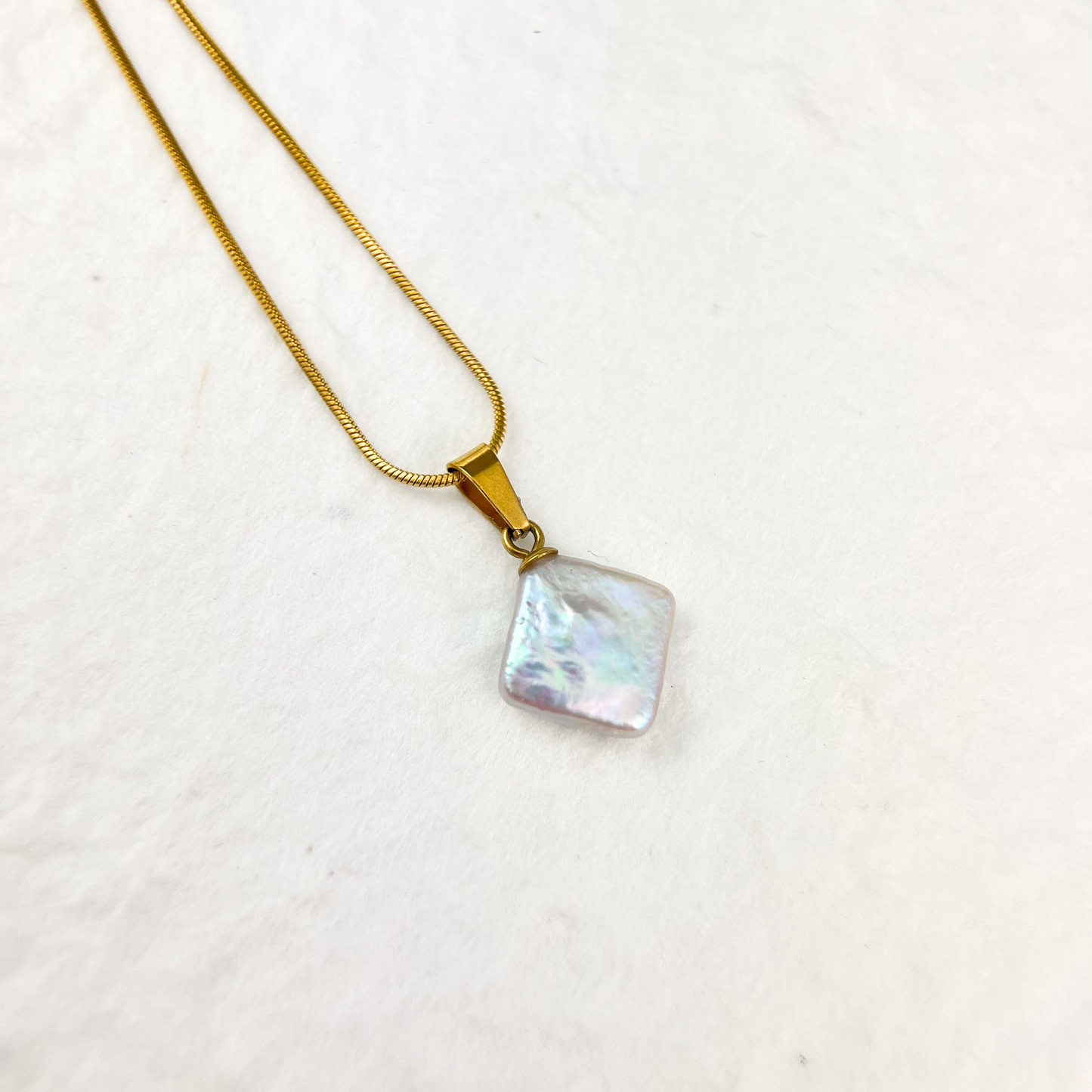 Square Baroque Pearl Pendant Necklace