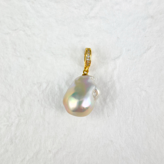 Fireball Baroque Pearl Clip On Pendant