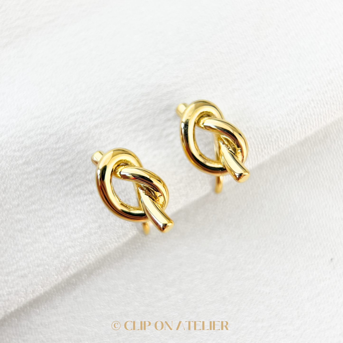 Chic Gold Knot Clip on Earrings