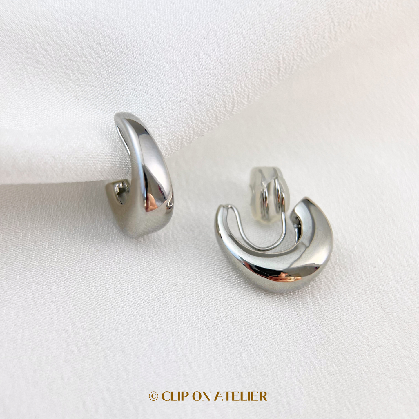 Chic Chunky Hoops Clip on Earrings; Gold or Silver