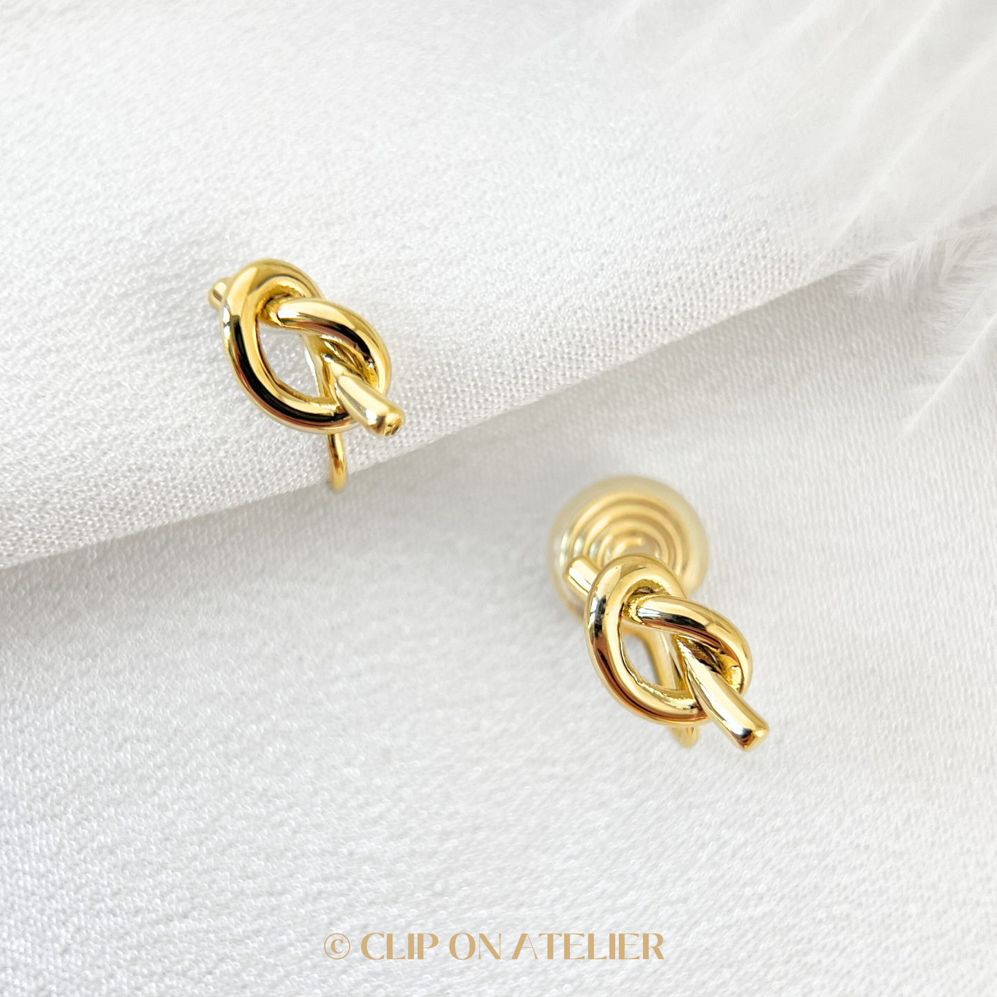 Chic Gold Knot Clip on Earrings