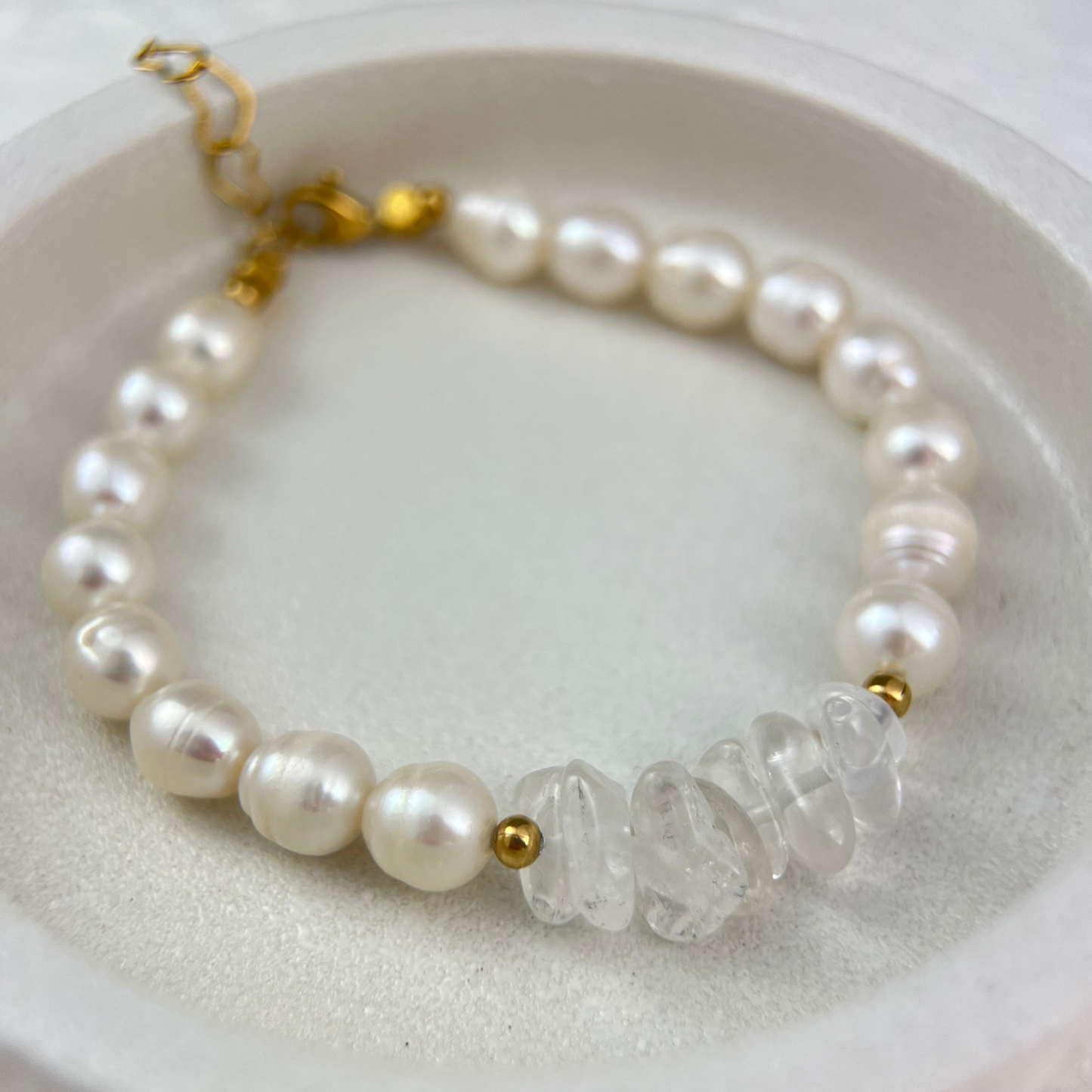 Natural Pearl Clear Quartz Bracelet