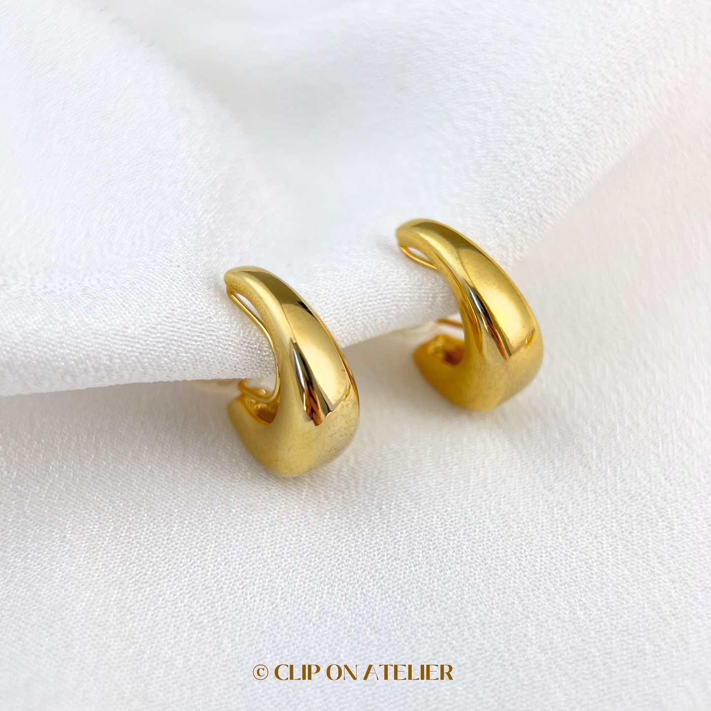 Chic Chunky Hoops Clip on Earrings; Gold or Silver