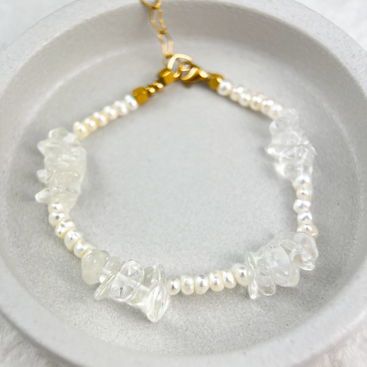 Natural Pearl Clear Quartz Bracelet