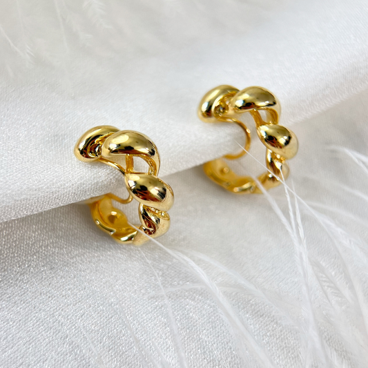 Gold Minimalist Twisted Hoop Clip On Earrings