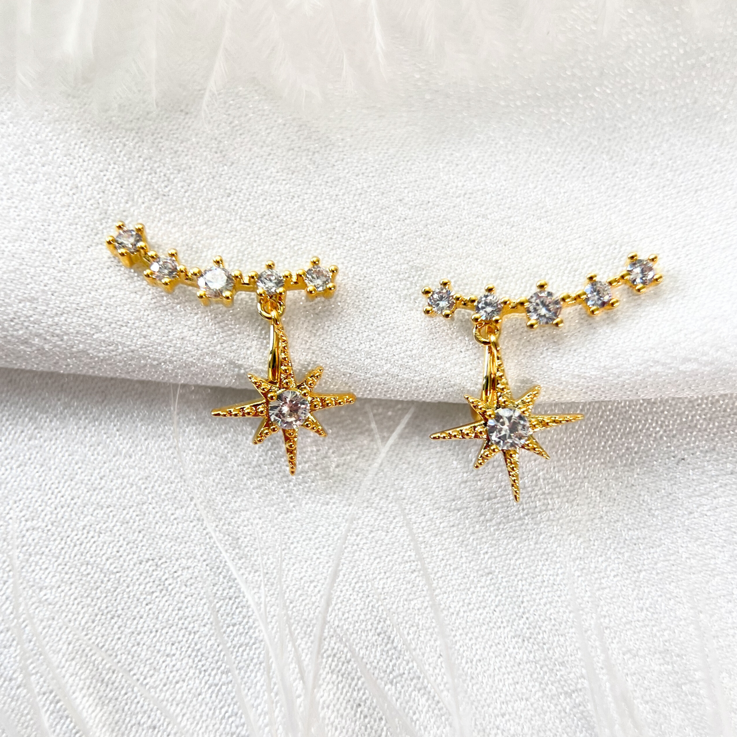 Stars Clip On Earrings, Gold