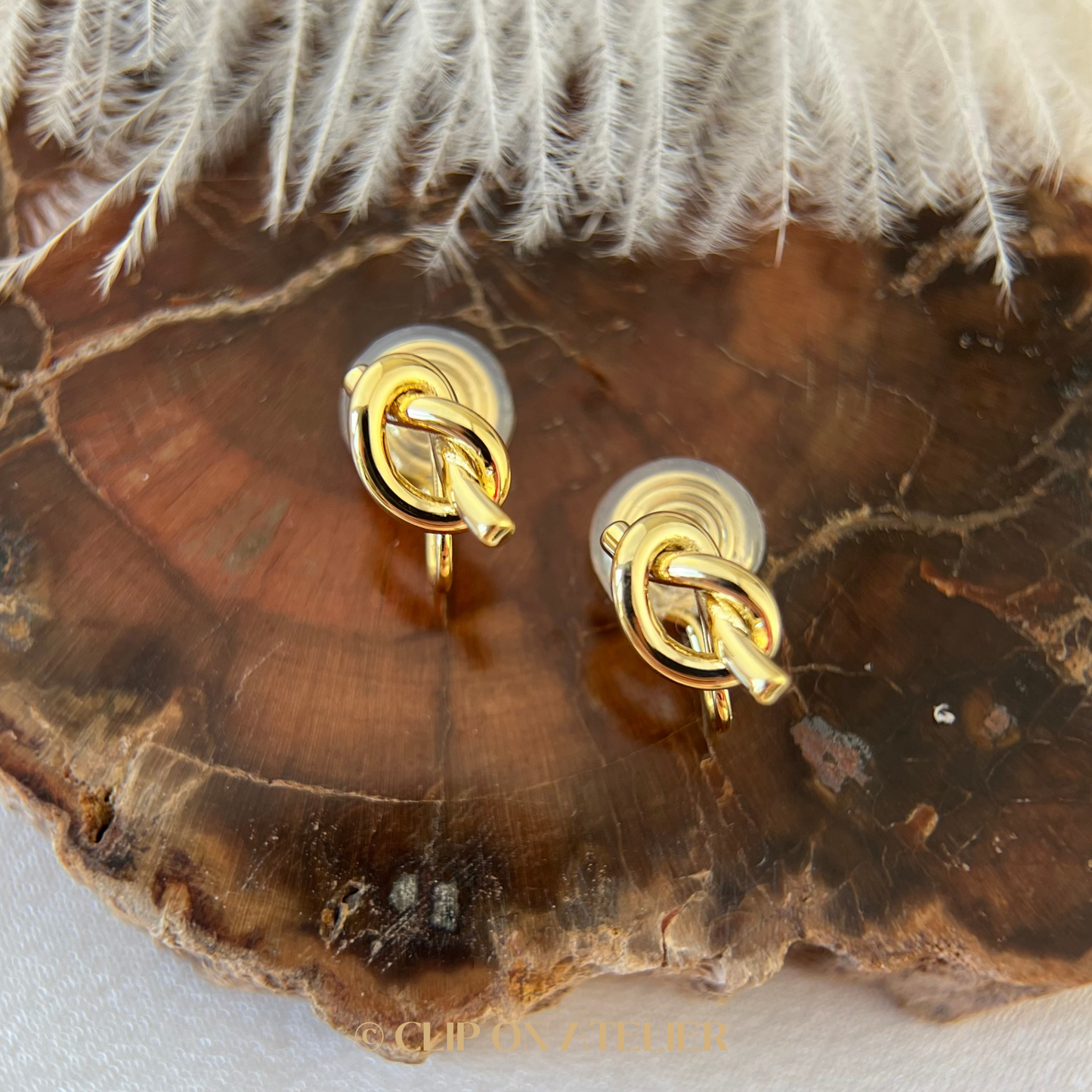 Chic Gold Knot Clip on Earrings