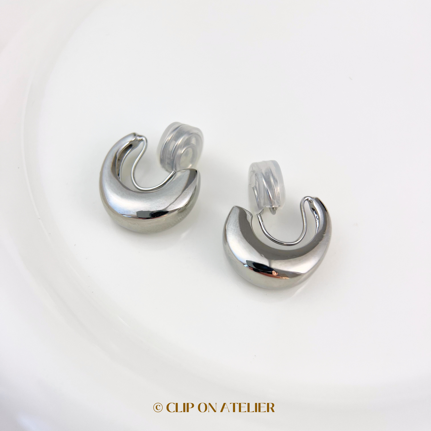 Chic Chunky Hoops Clip on Earrings; Gold or Silver