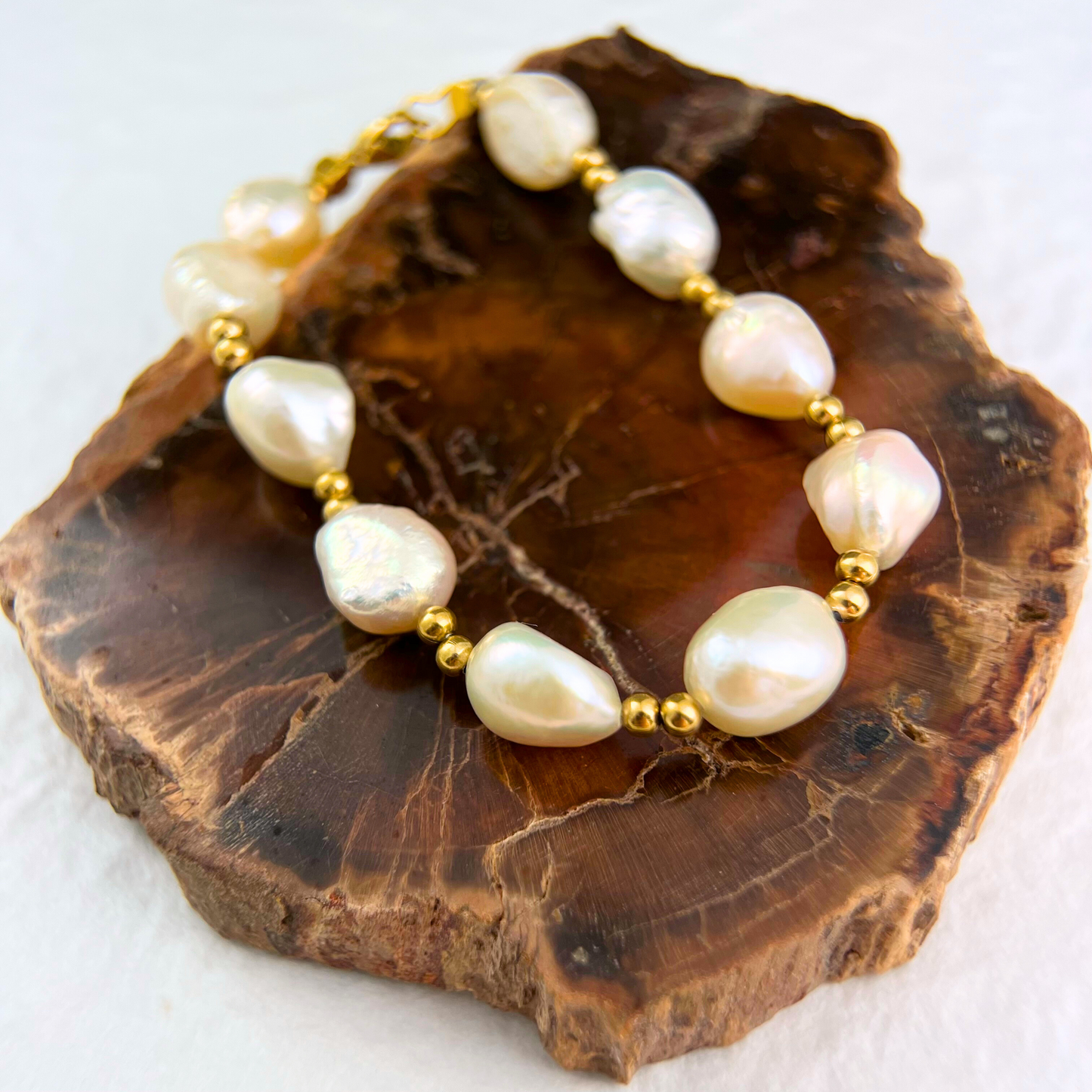 Natural Gold Pearl Bracelet