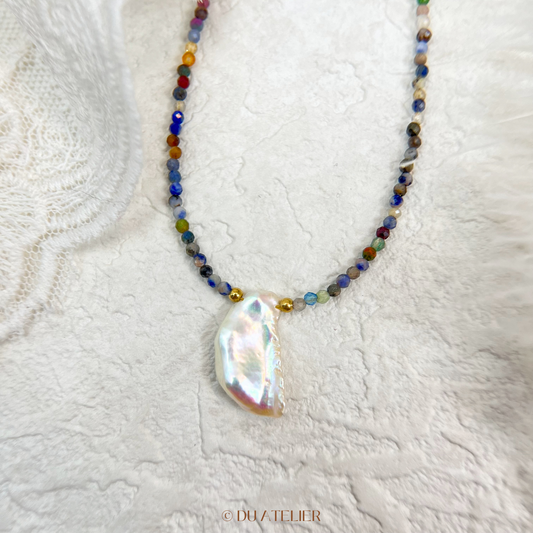 Freshwater Baroque Pearl with Multiple Gemstone Necklace