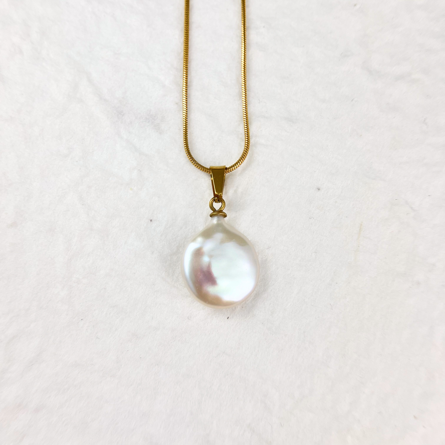 Coin Baroque Pearl Pendant Necklace