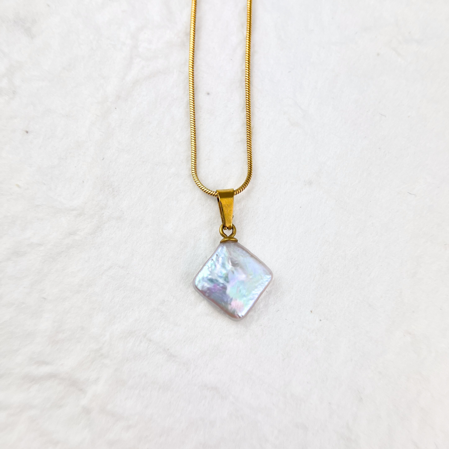 Square Baroque Pearl Pendant Necklace