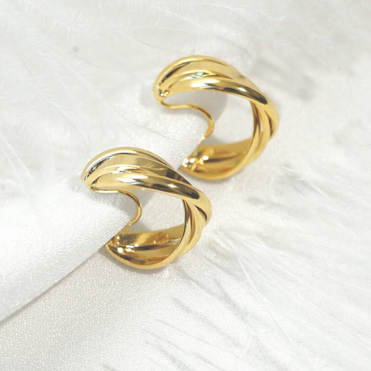 Minimalist Twisted Simple Huggie Clip On Earrings, Gold & Silver