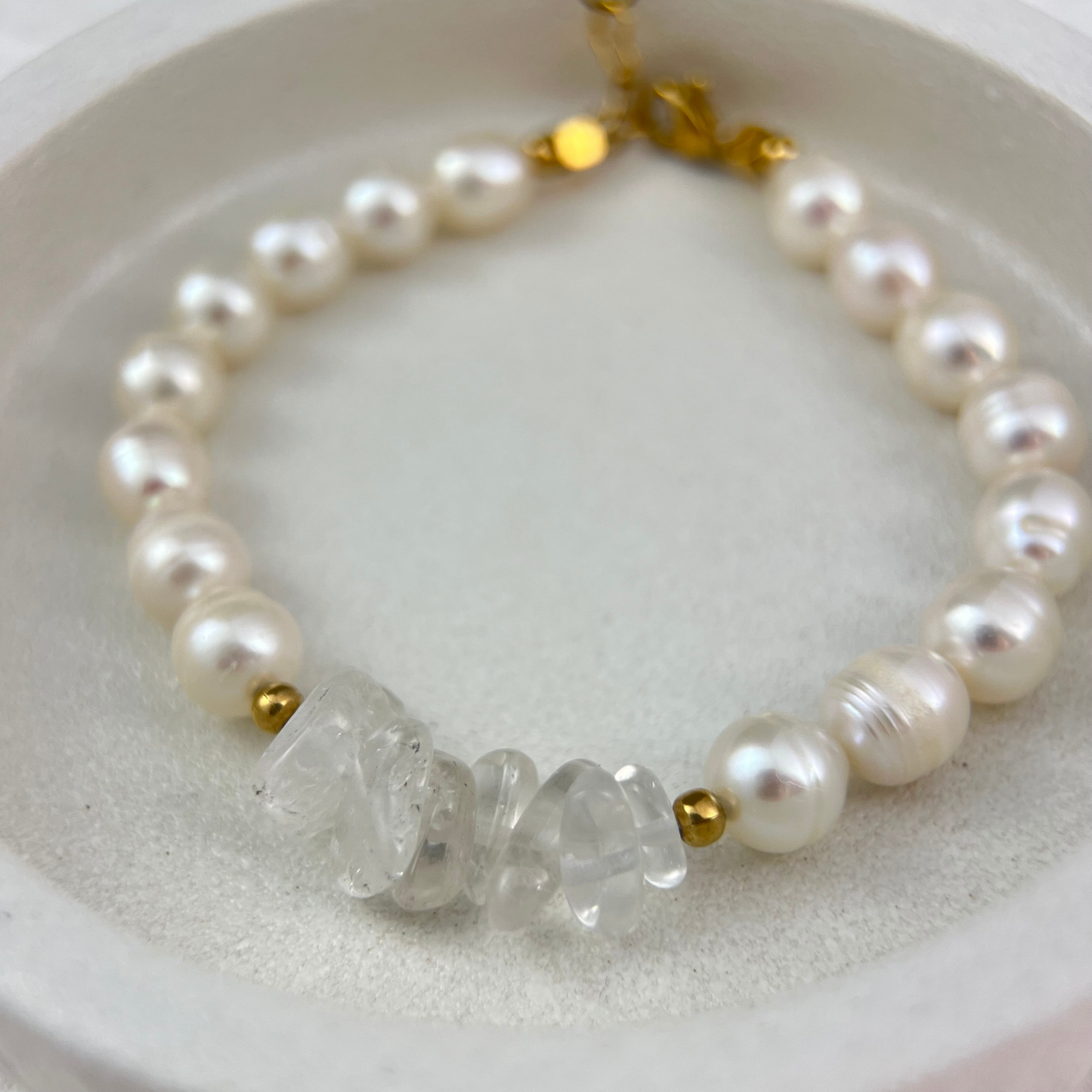 Natural Pearl Clear Quartz Bracelet