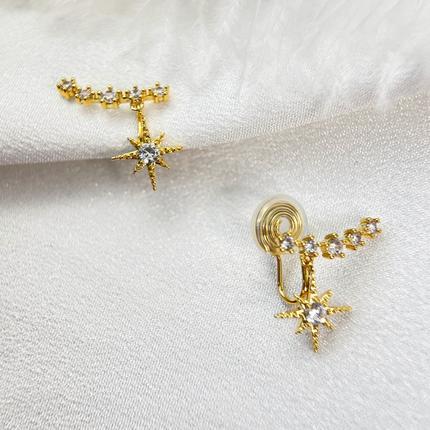 Stars Clip On Earrings, Gold