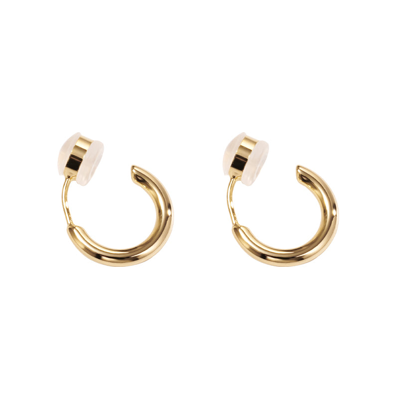 Minimalist Thin Huggie Clip On Earrings, Gold / Silver