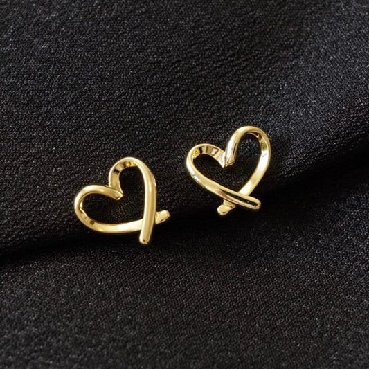 Dainty Love Heart Ear Clips | Gold & Silver