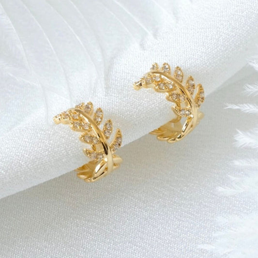 Boho Olive Leaf Huggie Clip On Earrings | Gold & Silver