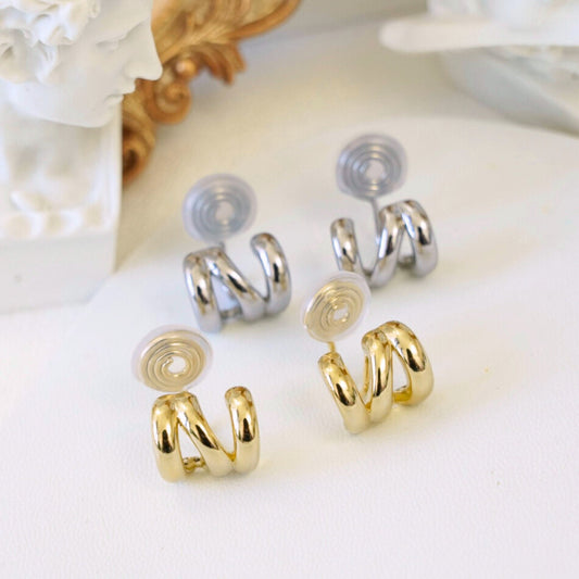 Clip On Earrings Claw Hoop Ear Clips; Gold or Silver