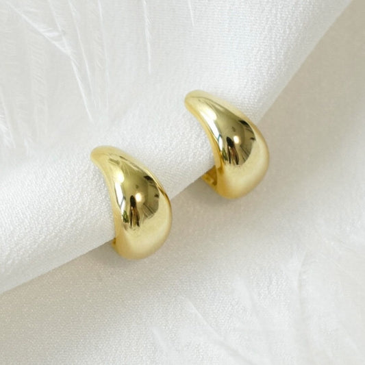 Minimalist Chunky Teardrop Hoop Clip On Earrings, Gold/ Sliver